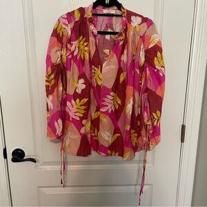 Easel Vibrant Pink and Red Floral Blouse